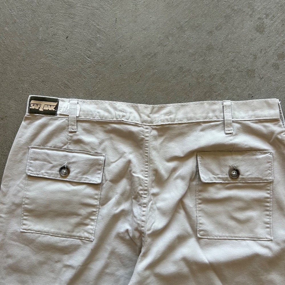 Vintage 90s SafTbak Pants Size 38x30 Cream Brown Brush Guard Double Knee Outdoor - Picture 4 of 11